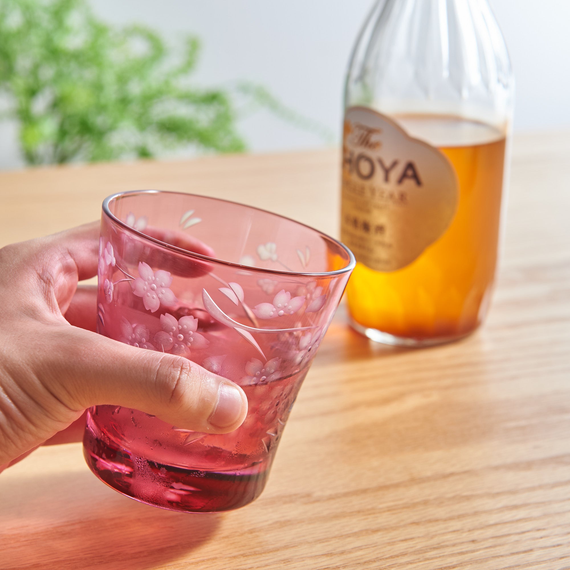 Deep Pink Sakura Whiskey Glass