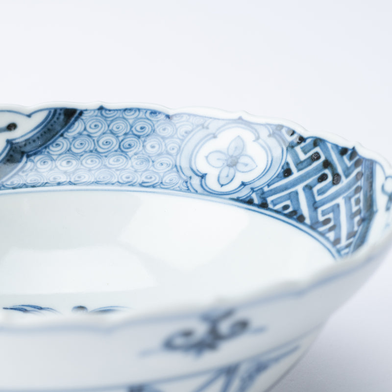 Myousen Toubou Treasure Pattern and Fuyode Kutani Bowl 7.7 in