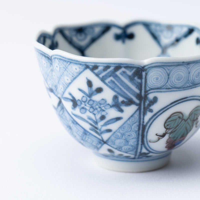 Myousen Toubou Auspicious Pattern Kutani Guinomi Sake Cup