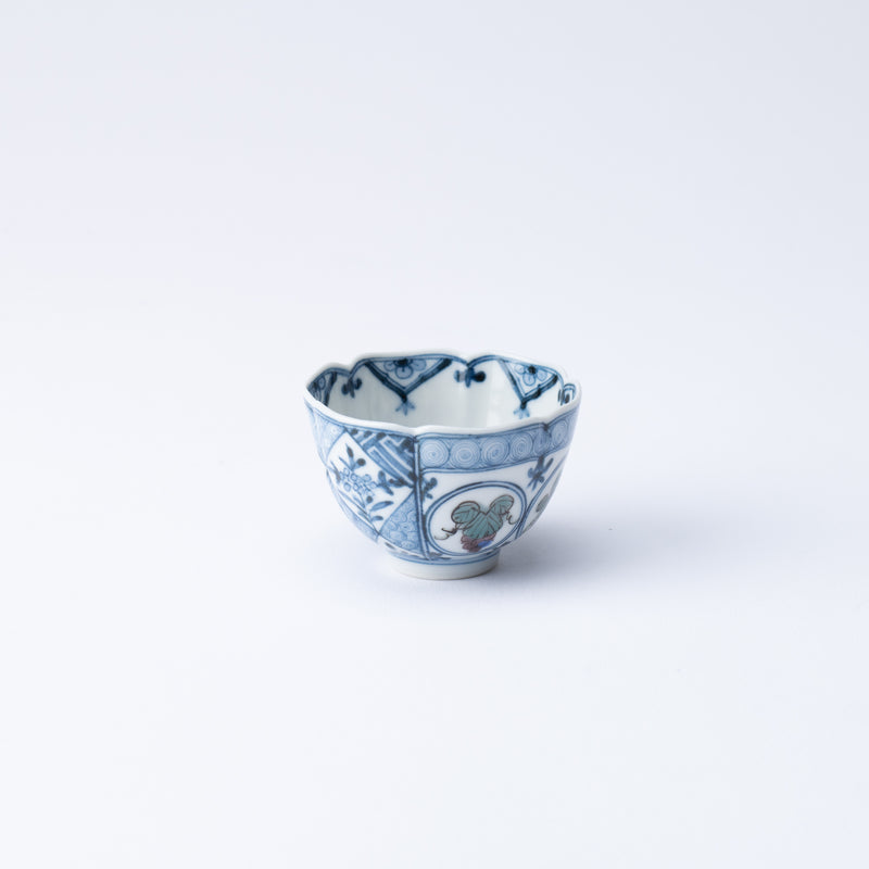 Myousen Toubou Auspicious Pattern Kutani Guinomi Sake Cup