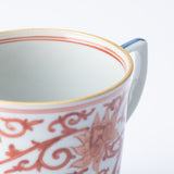 Myousen Toubou Red Peony and Arabesque Kutani Mug