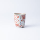 Myousen Toubou Red Peony and Arabesque Kutani Mug