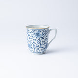 Myousen Toubou Blue Peony and Arabesque Kutani Mug