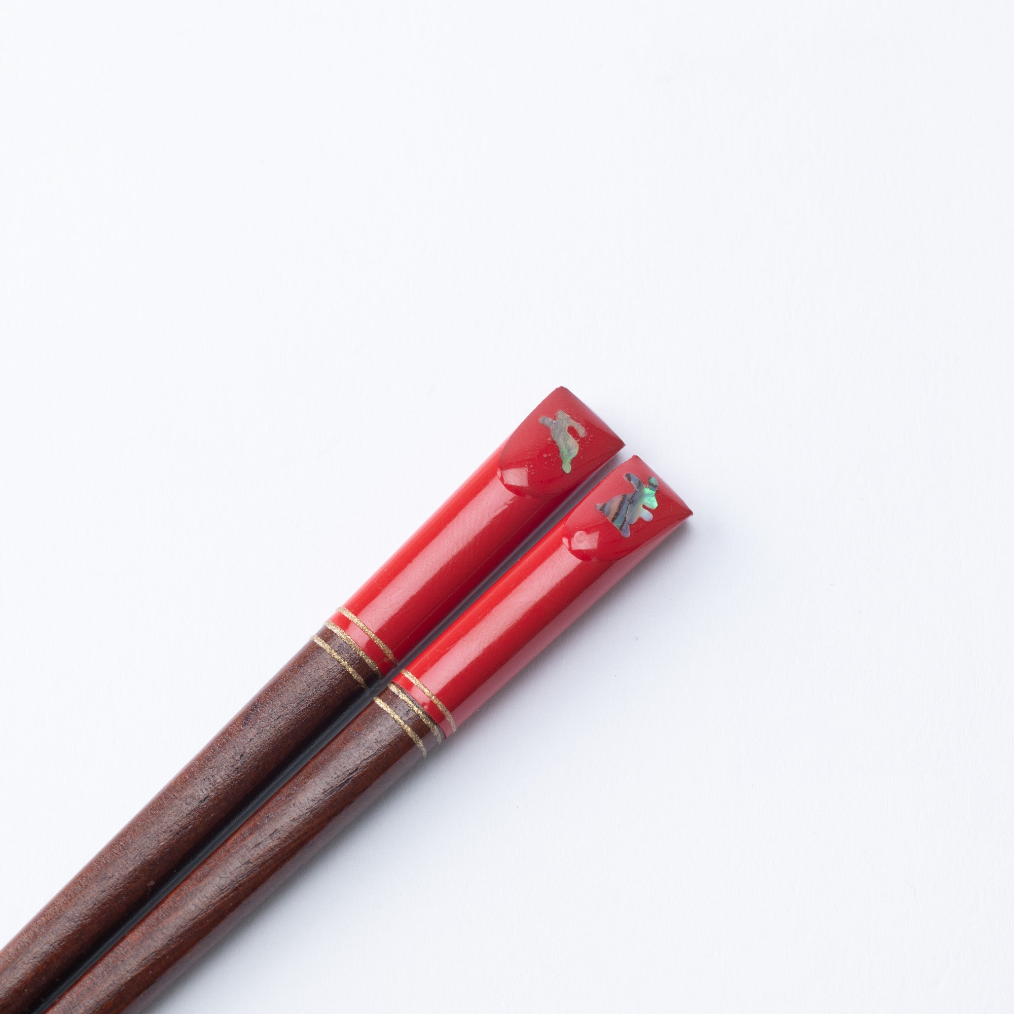 Abalone Shell - Inlayed Rabbit Red Wakasa Lacquer Chopsticks 18 cm (7.1 in) - MUSUBI KILN - Quality Japanese Tableware and Gift