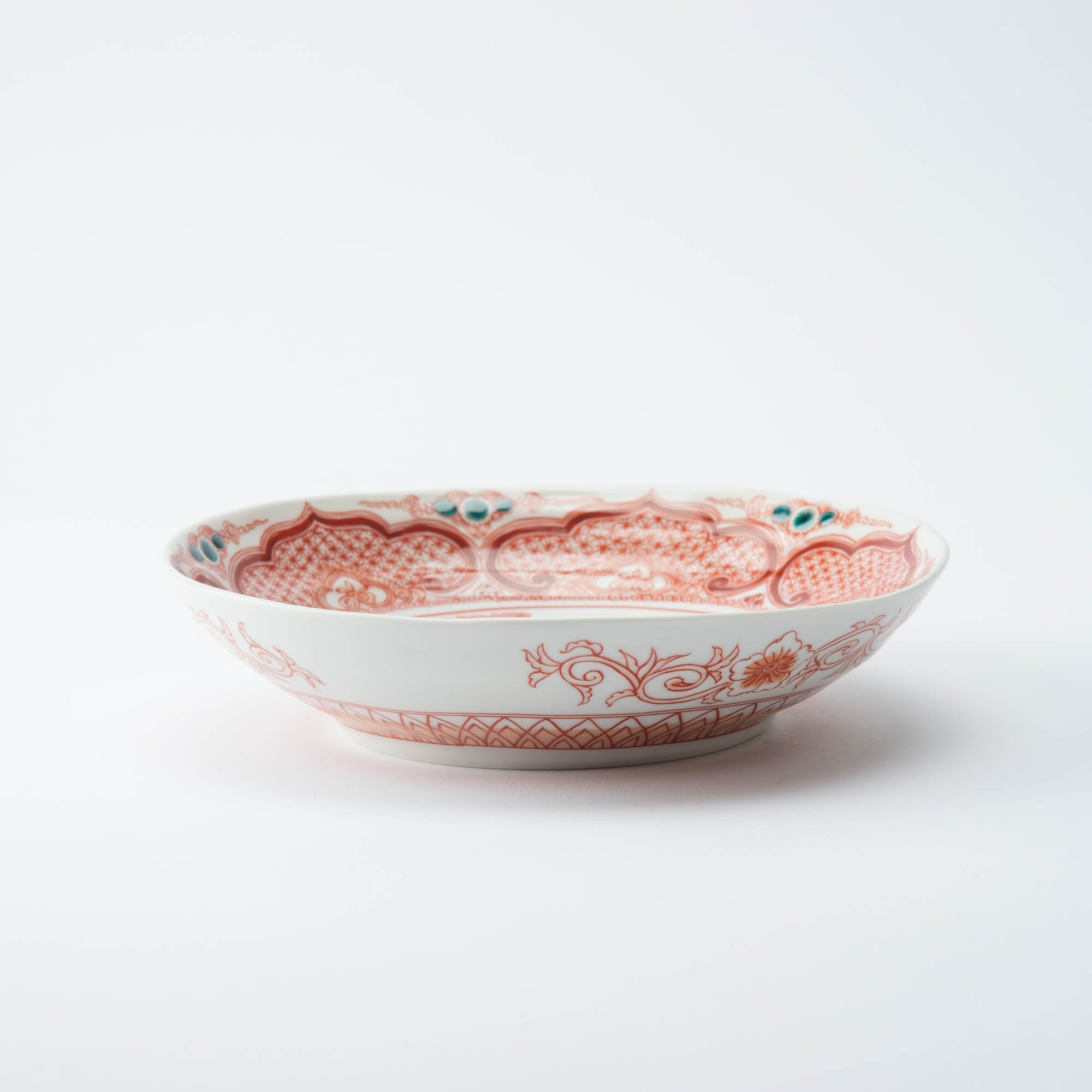 Akae Peony Kutani Serving Bowl - MUSUBI KILN - Quality Japanese Tableware and Gift