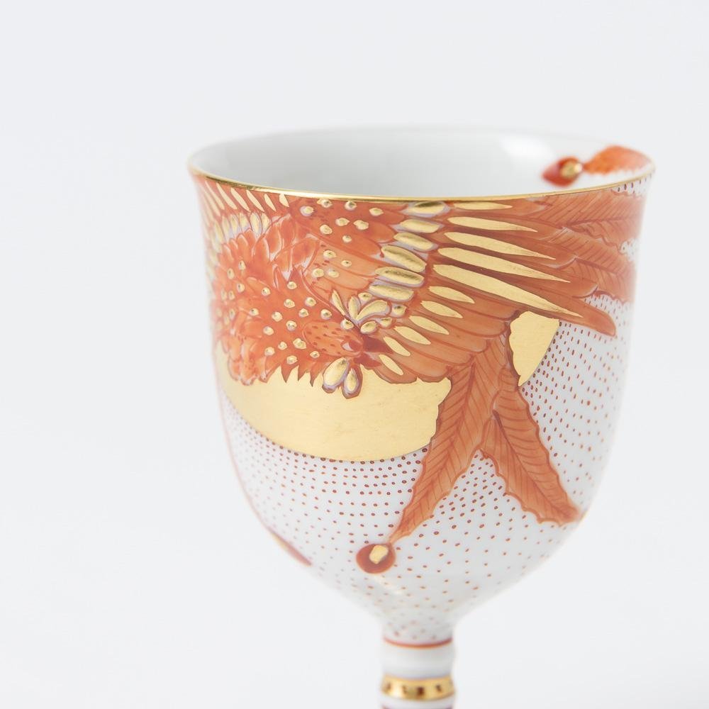 Akae Red Phoenix Kutani Guinomi Sake Cup - MUSUBI KILN - Quality Japanese Tableware and Gift