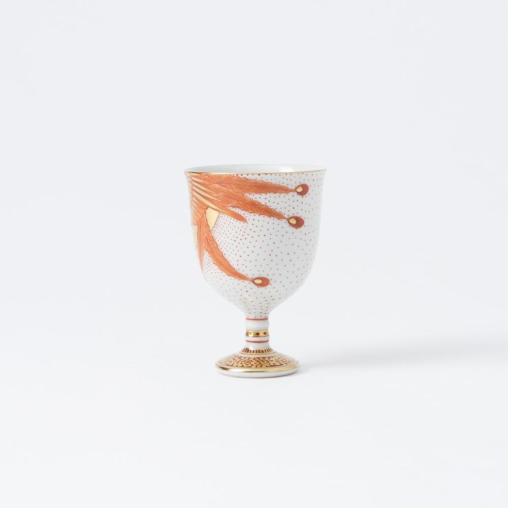 Akae Red Phoenix Kutani Guinomi Sake Cup - MUSUBI KILN - Quality Japanese Tableware and Gift