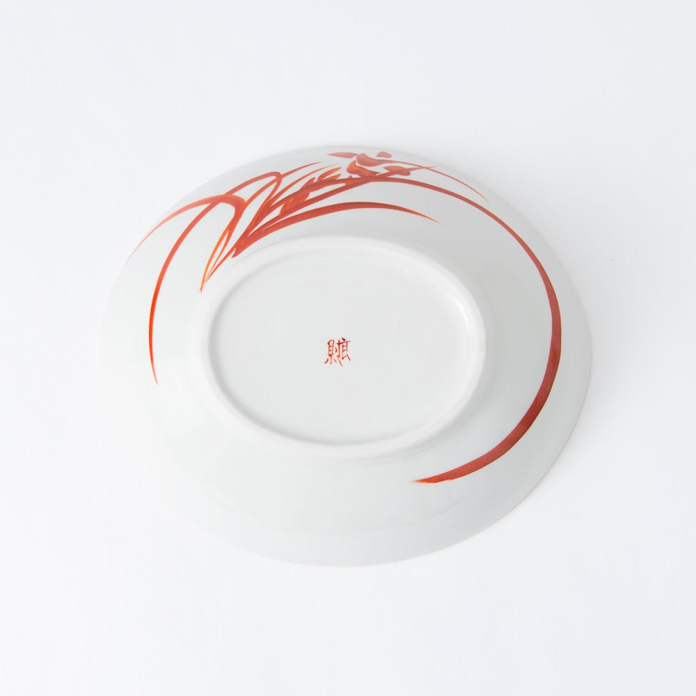 Akae Red Phoenix Kutani Oval Bowl - MUSUBI KILN - Quality Japanese Tableware and Gift