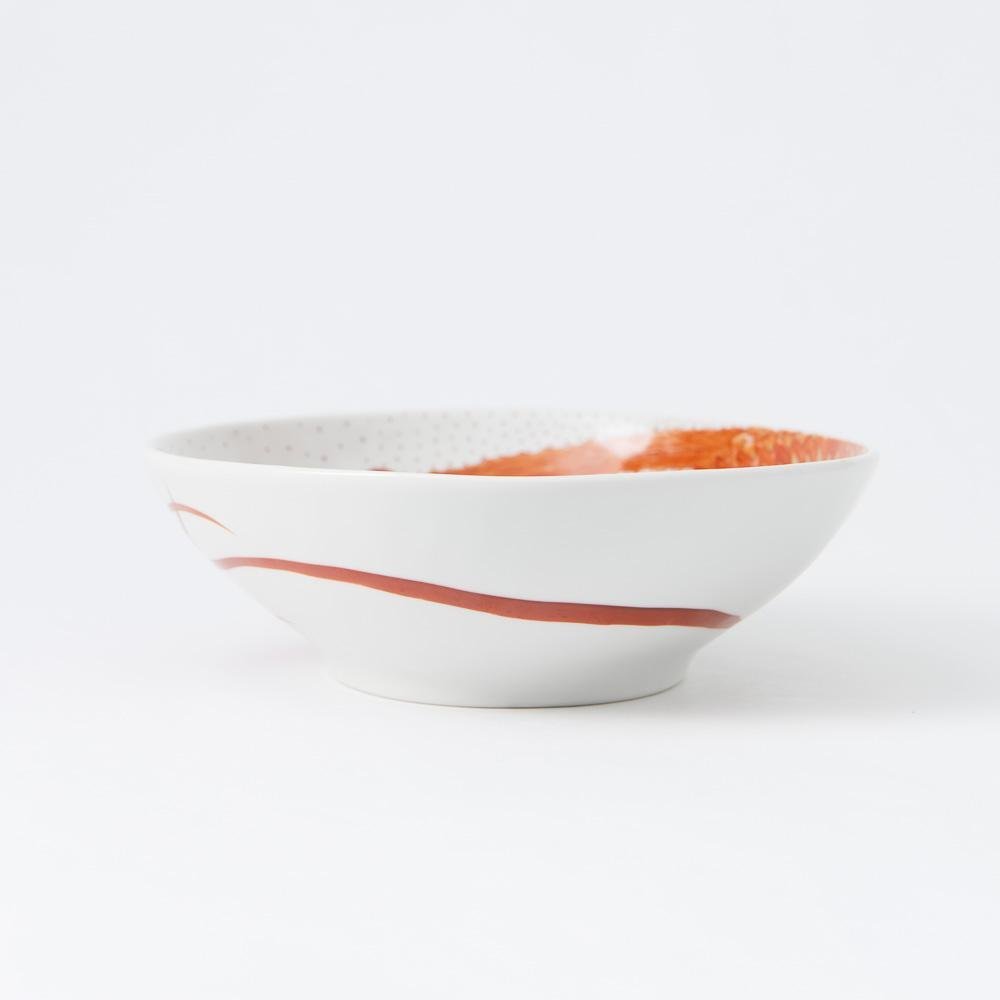 Akae Red Phoenix Kutani Oval Bowl - MUSUBI KILN - Quality Japanese Tableware and Gift