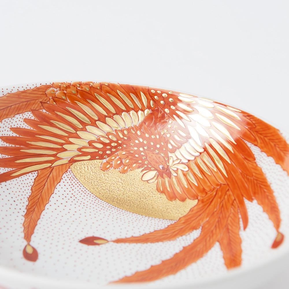 Akae Red Phoenix Kutani Oval Bowl - MUSUBI KILN - Quality Japanese Tableware and Gift