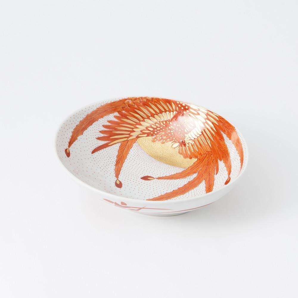 Akae Red Phoenix Kutani Oval Bowl - MUSUBI KILN - Quality Japanese Tableware and Gift