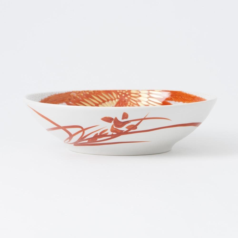 Akae Red Phoenix Kutani Oval Bowl - MUSUBI KILN - Quality Japanese Tableware and Gift