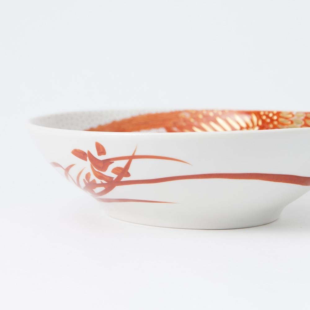 Akae Red Phoenix Kutani Oval Bowl - MUSUBI KILN - Quality Japanese Tableware and Gift