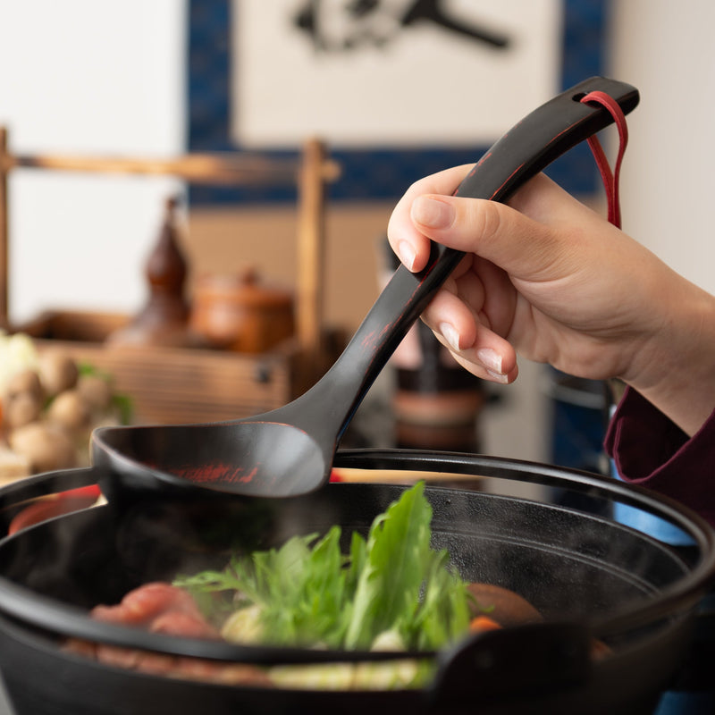 Akebono Yamanaka Lacquerware Ladle with Leather Strap - MUSUBI KILN - Quality Japanese Tableware and Gift