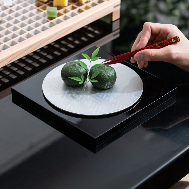 ALART Aluminum Sayagata Pattern & Lacquerware Serving Tray - MUSUBI KILN - Quality Japanese Tableware and Gift