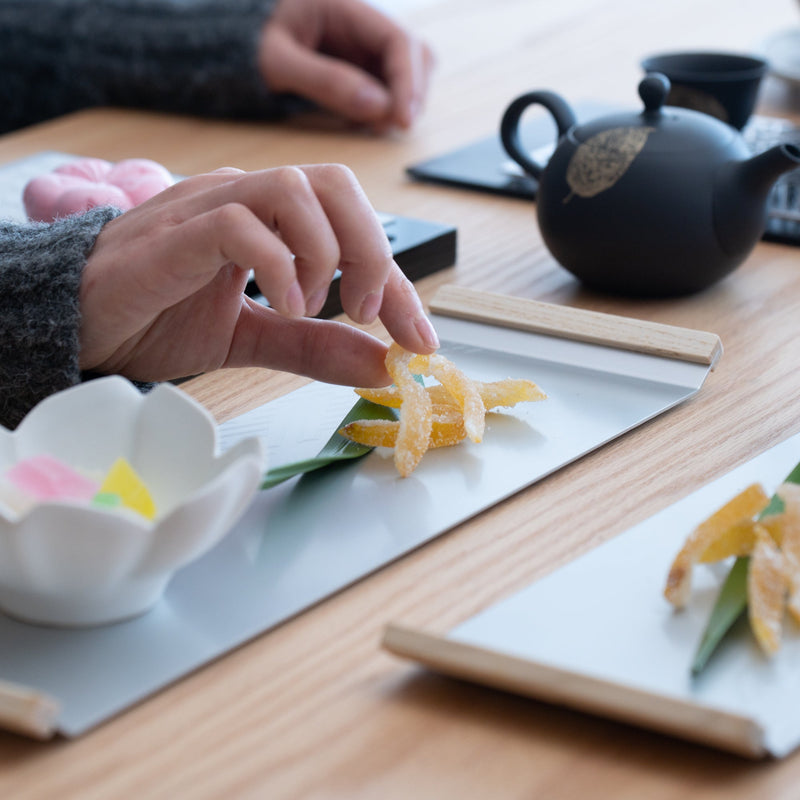 ALART Aluminum ZEN Sayagata Patterns Serving Tray - MUSUBI KILN - Quality Japanese Tableware and Gift