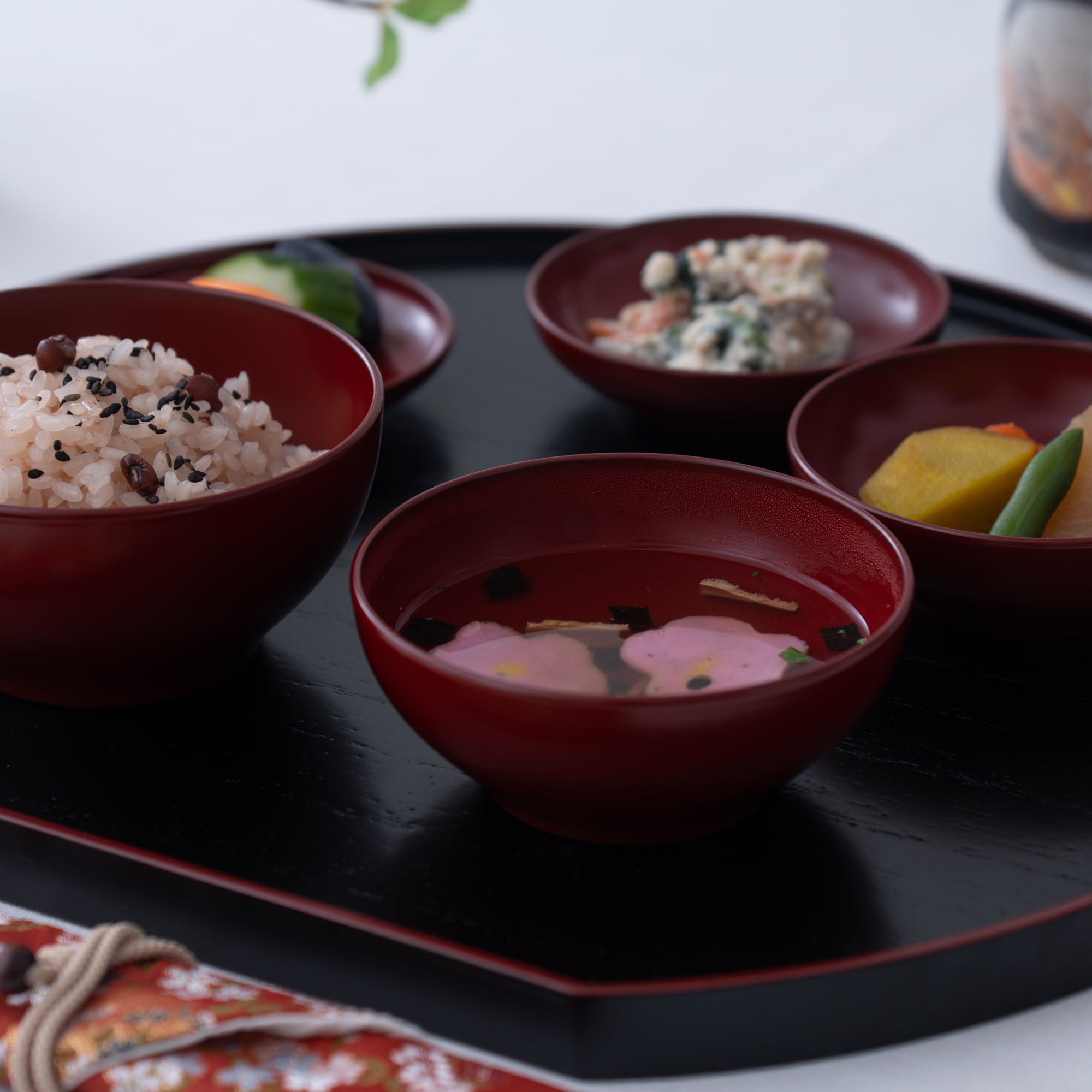 Ancient Red Lacquer Yamanaka Lacquerware Oryoki Bowl Set - MUSUBI KILN - Quality Japanese Tableware and Gift