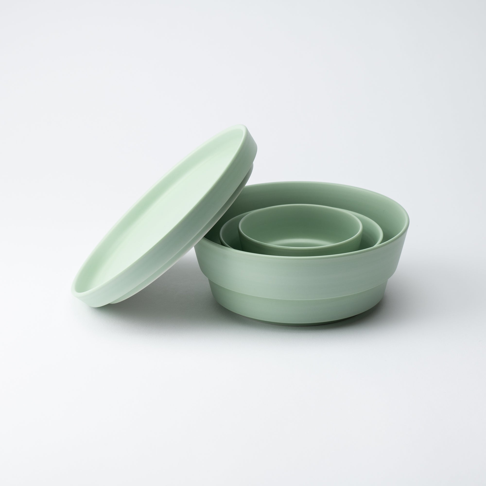 Arita Porcelain Lab Grass Green Conic Modern Jubako Bento Box - MUSUBI KILN - Quality Japanese Tableware and Gift