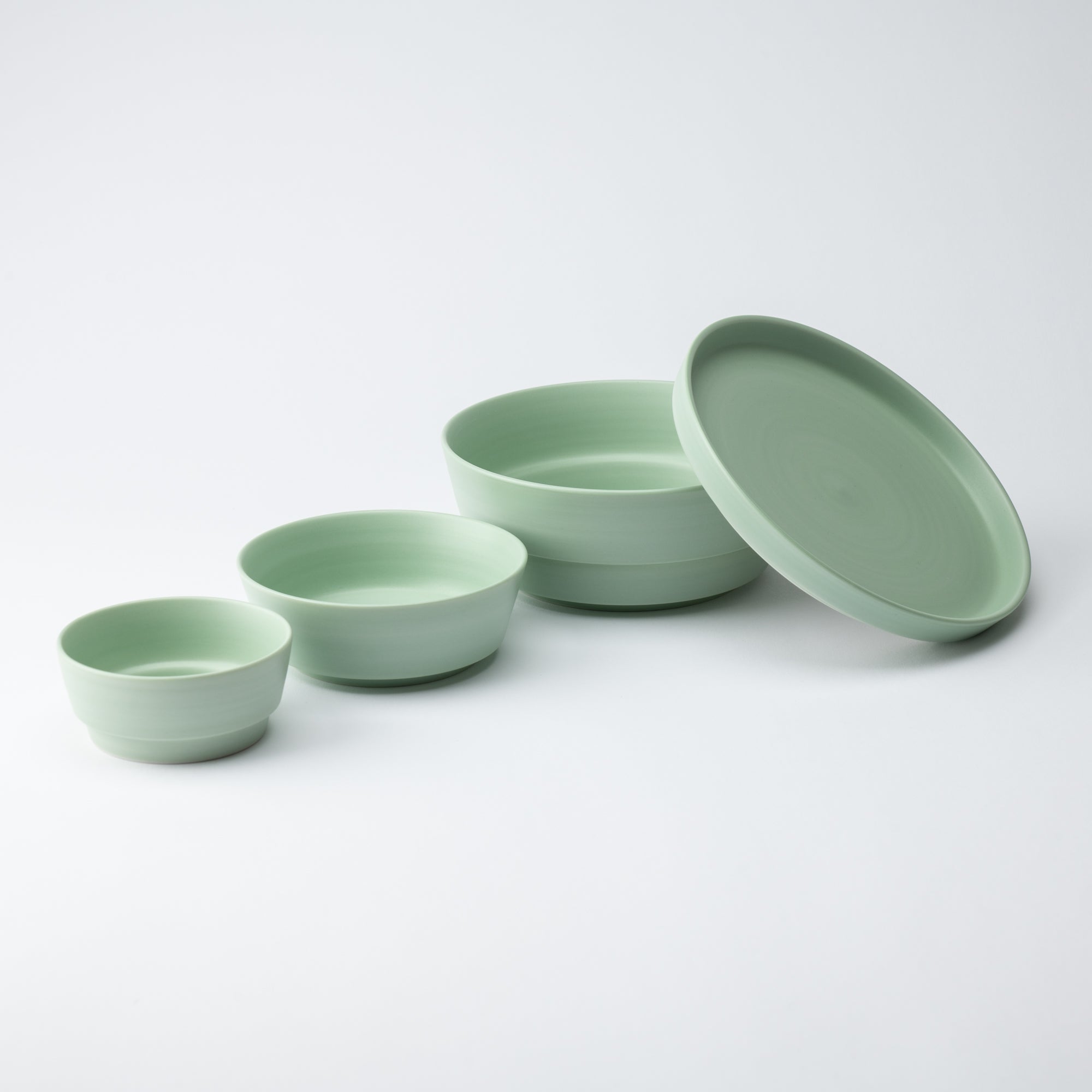 Arita Porcelain Lab Grass Green Conic Modern Jubako Bento Box - MUSUBI KILN - Quality Japanese Tableware and Gift