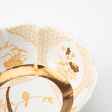 Arita Porcelain Lab Japan Autumn Gold Flower and Bird Kobachi Bowl - MUSUBI KILN - Quality Japanese Tableware and Gift