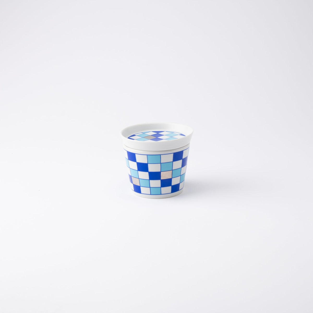Japan Checkered Pattern Soba Choko Cup Condiment Plate