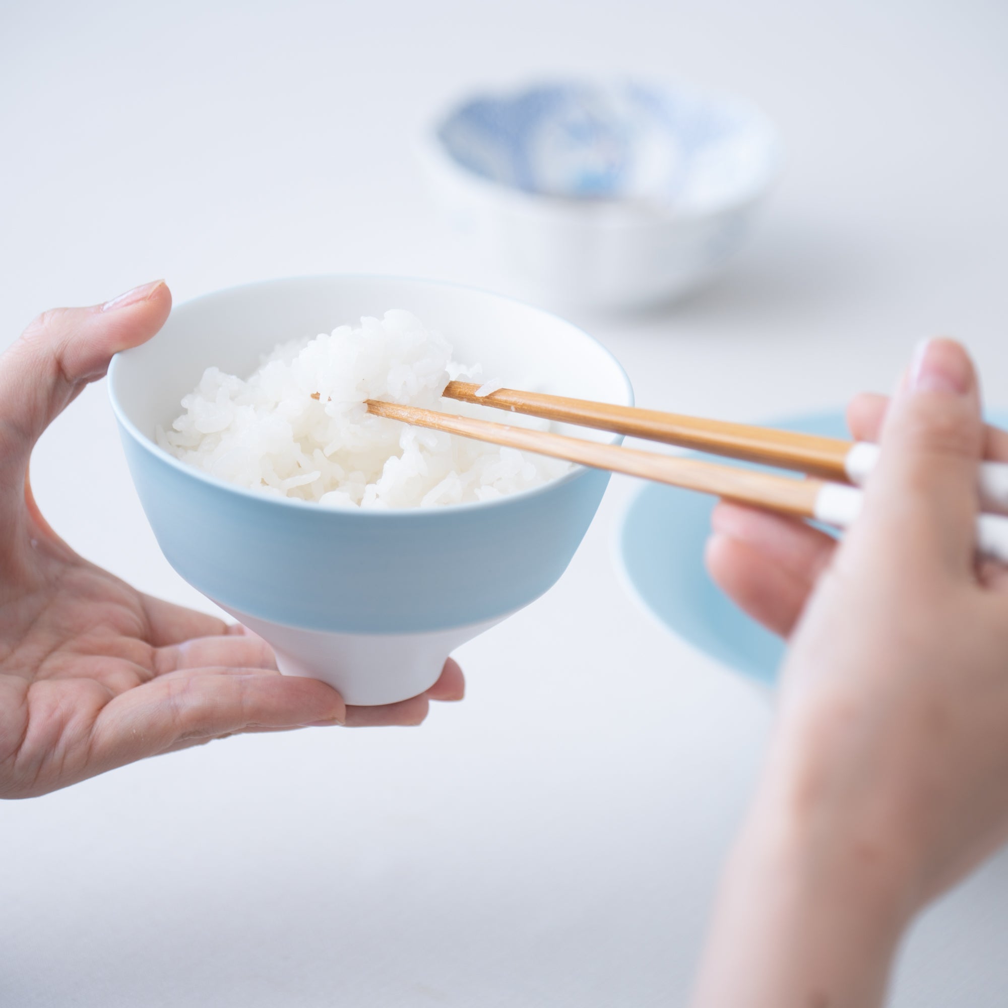 Arita Porcelain Lab Japan Blue Pearl Blue Rice Bowl - MUSUBI KILN - Quality Japanese Tableware and Gift