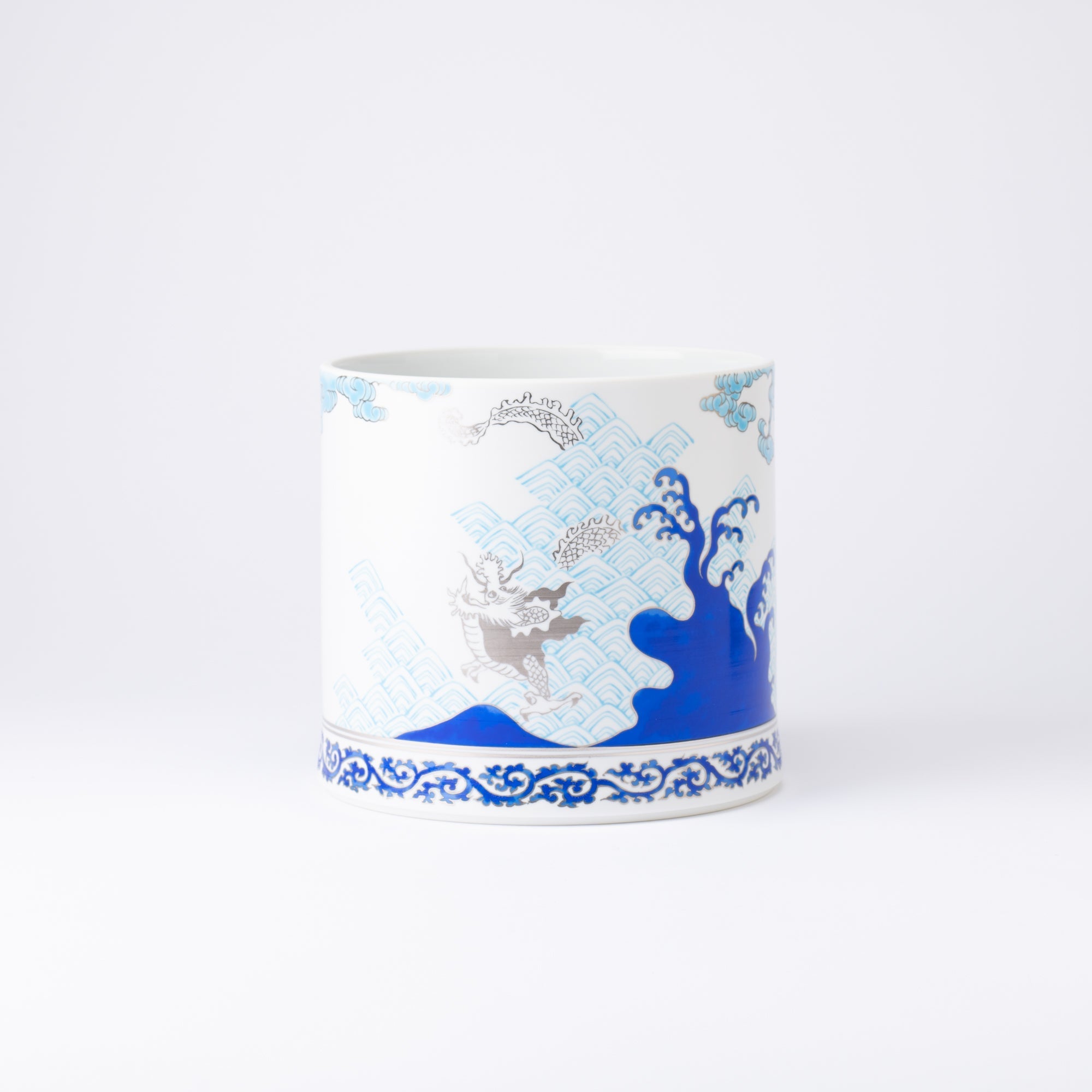 Arita Porcelain Lab Japan Blue Wave and Dragon Sake Cooler - MUSUBI KILN - Quality Japanese Tableware and Gift