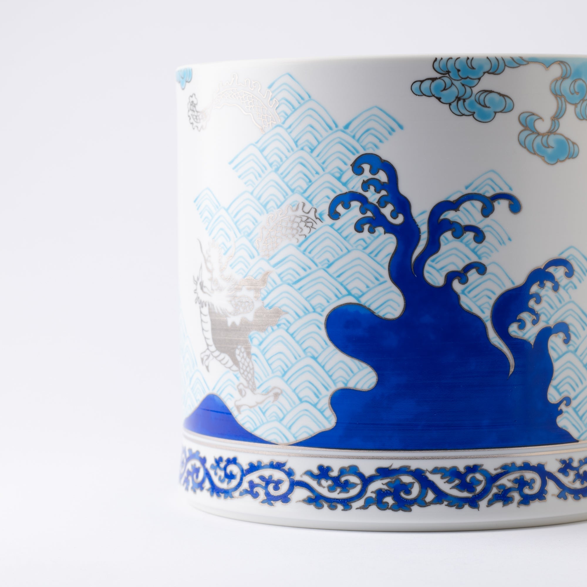 Arita Porcelain Lab Japan Blue Wave and Dragon Sake Cooler - MUSUBI KILN - Quality Japanese Tableware and Gift