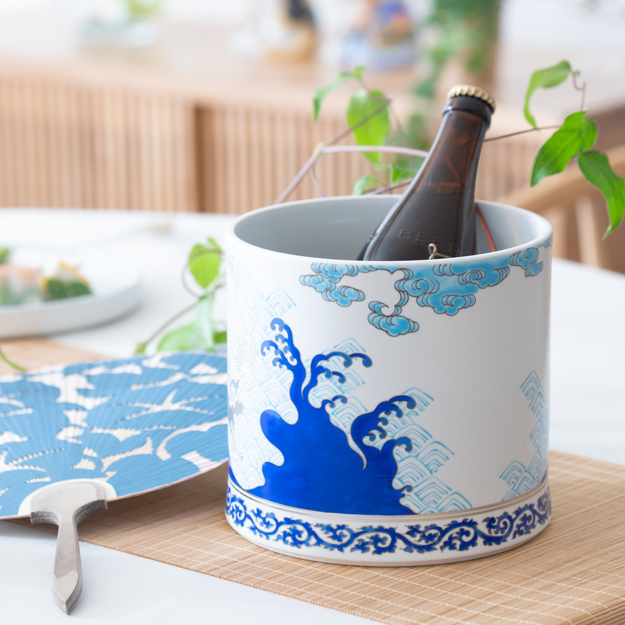 Arita Porcelain Lab Japan Blue Wave and Dragon Sake Cooler - MUSUBI KILN - Quality Japanese Tableware and Gift