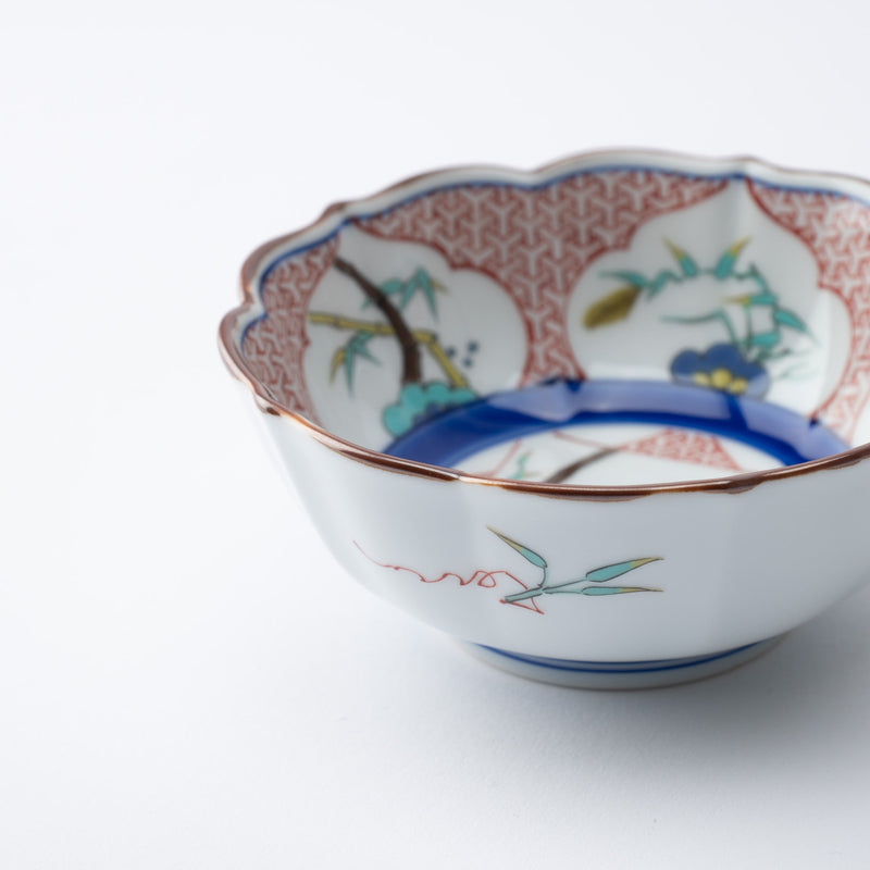 Arita Porcelain Lab Yazaemon Flower and Bird Kobachi Bowl - MUSUBI KILN - Quality Japanese Tableware and Gift