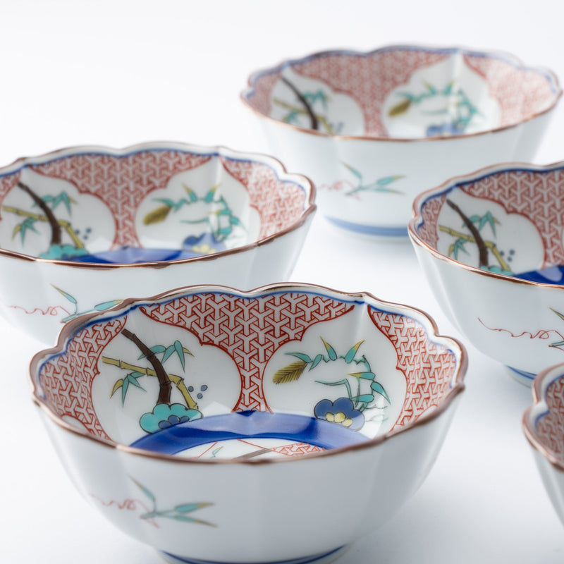 Arita Porcelain Lab Yazaemon Flower and Bird Kobachi Bowl - MUSUBI KILN - Quality Japanese Tableware and Gift