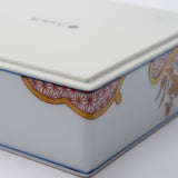 Arita Porcelain Lab Yazaemon Flowers and Waves Pattern Two Tiers Jubako Bento Box - MUSUBI KILN - Quality Japanese Tableware and Gift