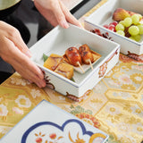 Arita Porcelain Lab Yazaemon Flowers and Waves Pattern Two Tiers Jubako Bento Box - MUSUBI KILN - Quality Japanese Tableware and Gift