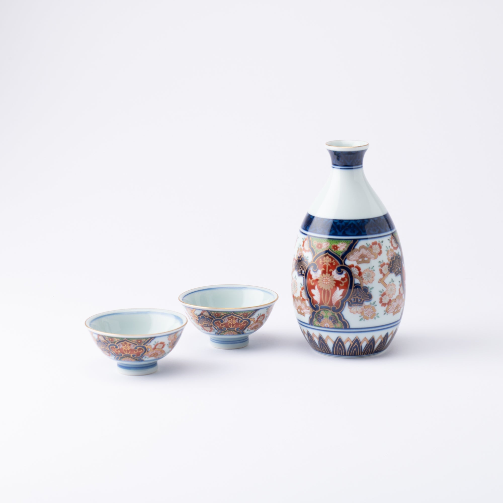 Arita Porcelain Lab Yazaemon "Old Imari" Sakura Sake Set - MUSUBI KILN - Quality Japanese Tableware and Gift