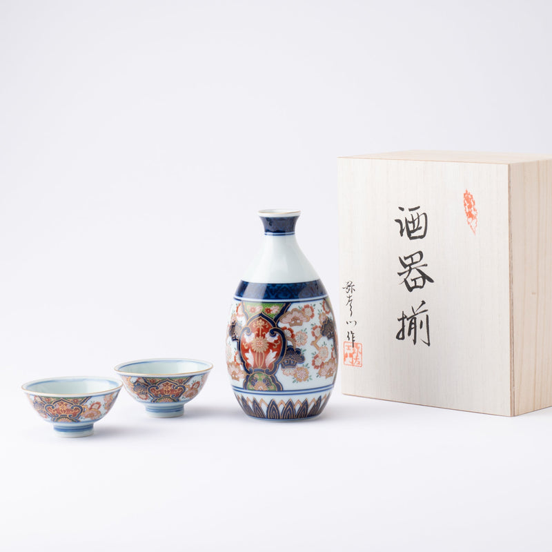 Arita Porcelain Lab Yazaemon "Old Imari" Sakura Sake Set - MUSUBI KILN - Quality Japanese Tableware and Gift