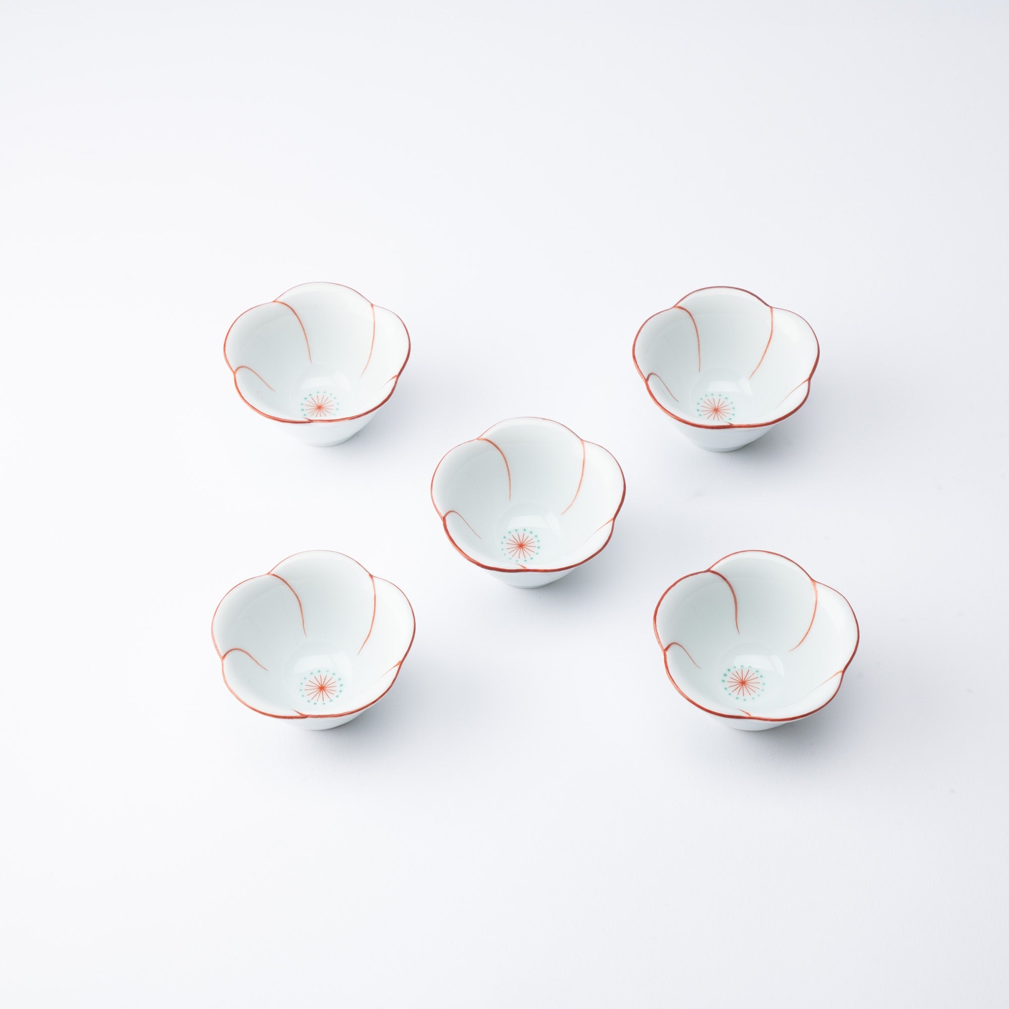 Arita Porcelain Lab Yazaemon Plum - shaped Kobachi Small Bowl Set - MUSUBI KILN - Quality Japanese Tableware and Gift