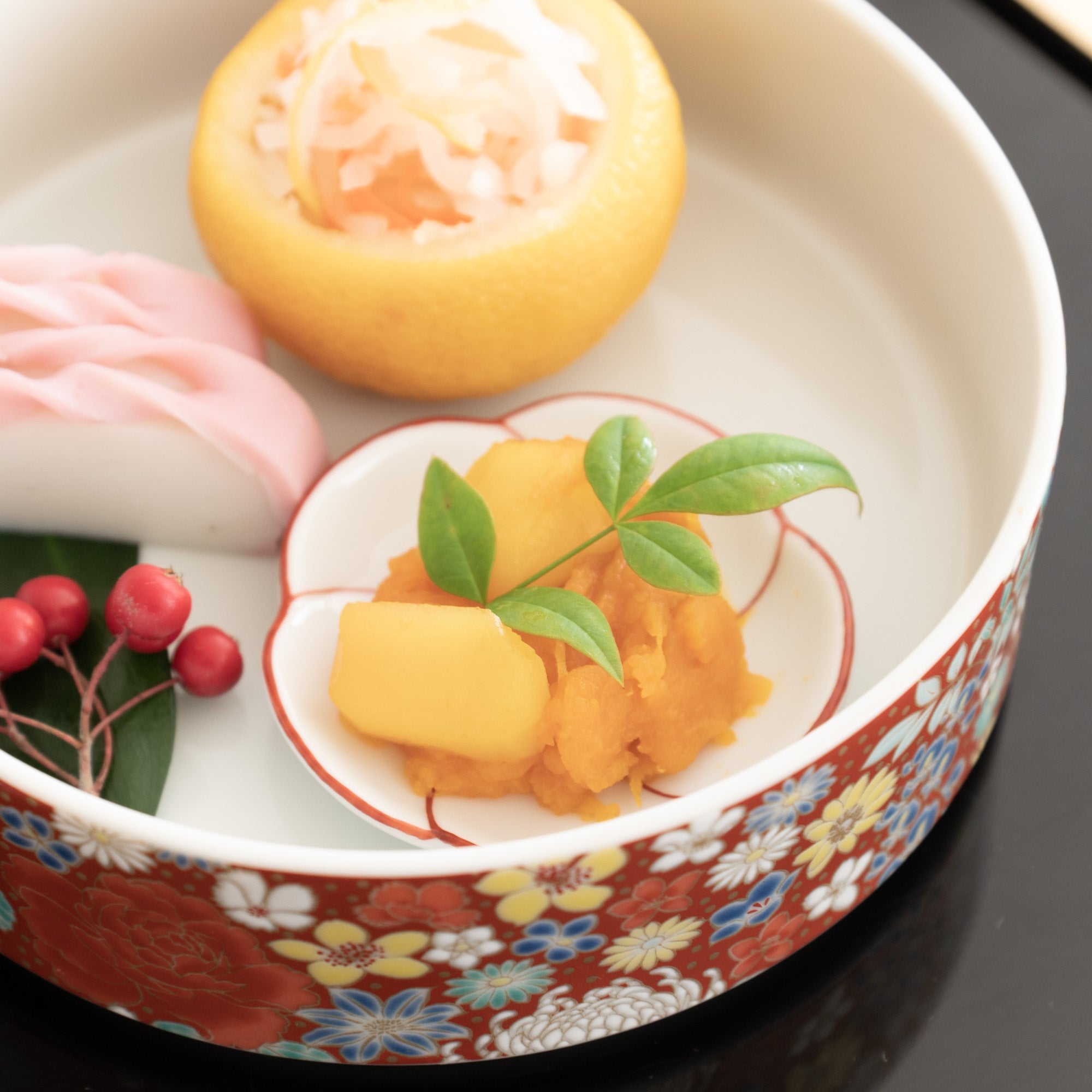 Arita Porcelain Lab Yazaemon Plum - shaped Small Sauce Plate Set - MUSUBI KILN - Quality Japanese Tableware and Gift