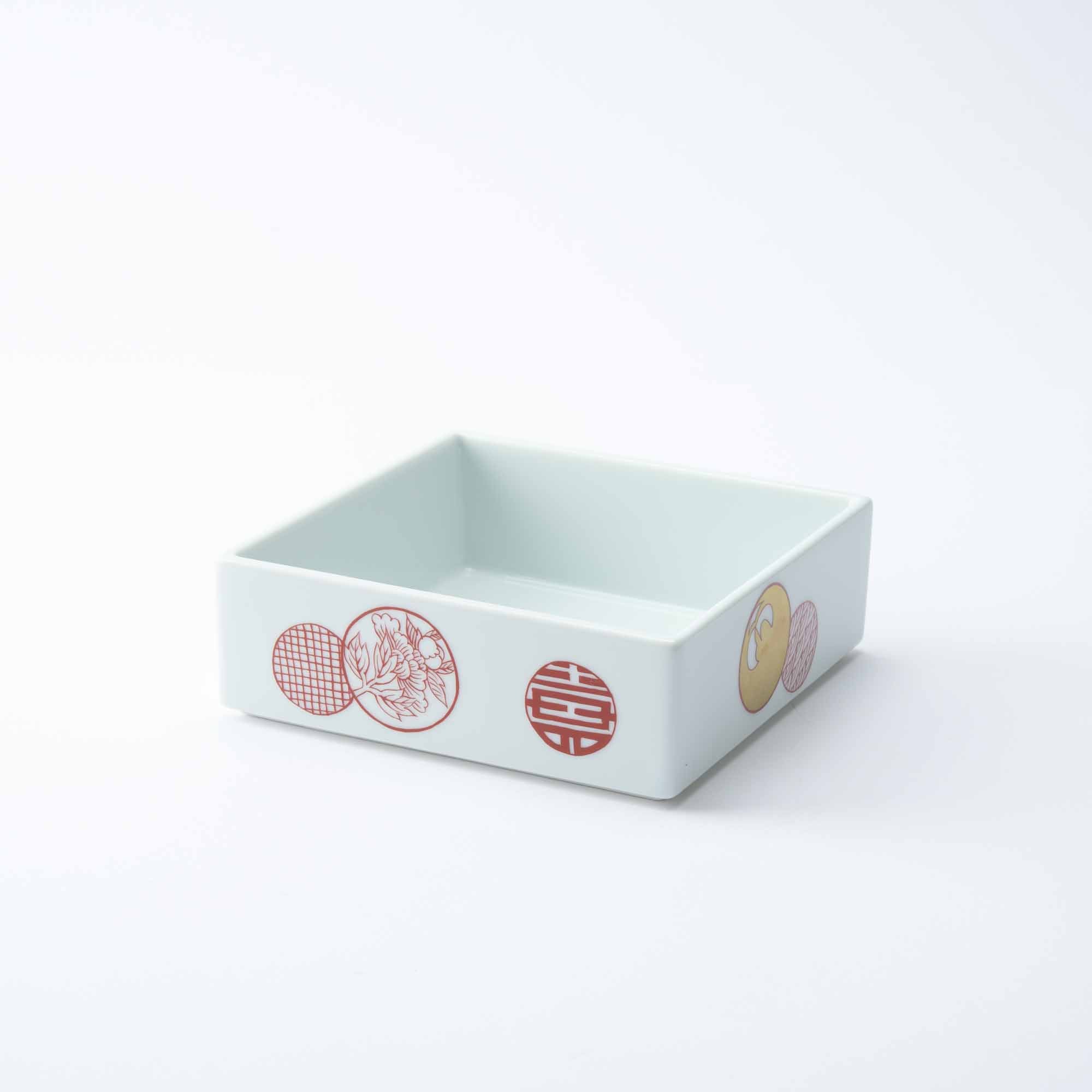 Arita Porcelain Lab Yazaemon Red Circle Pattern Two Tiers Jubako Bento Box - MUSUBI KILN - Quality Japanese Tableware and Gift