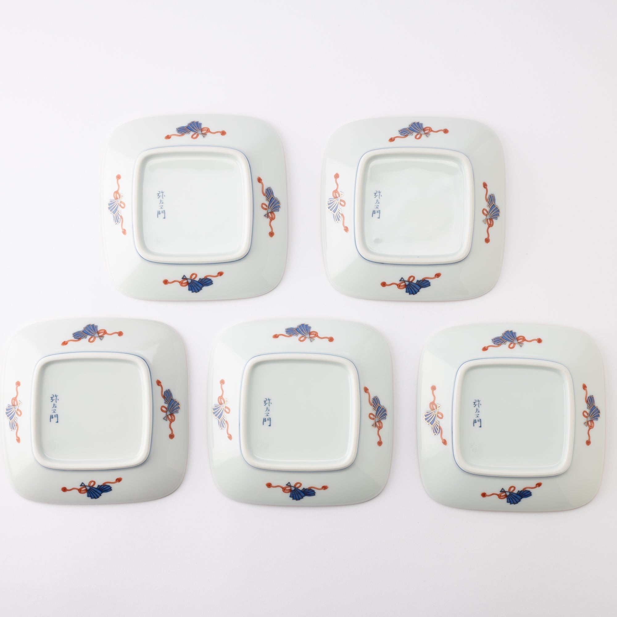 Arita Porcelain Lab Yazaemon Somenishiki "Kotobuki" Pattern Serving Plate Set - MUSUBI KILN - Quality Japanese Tableware and Gift