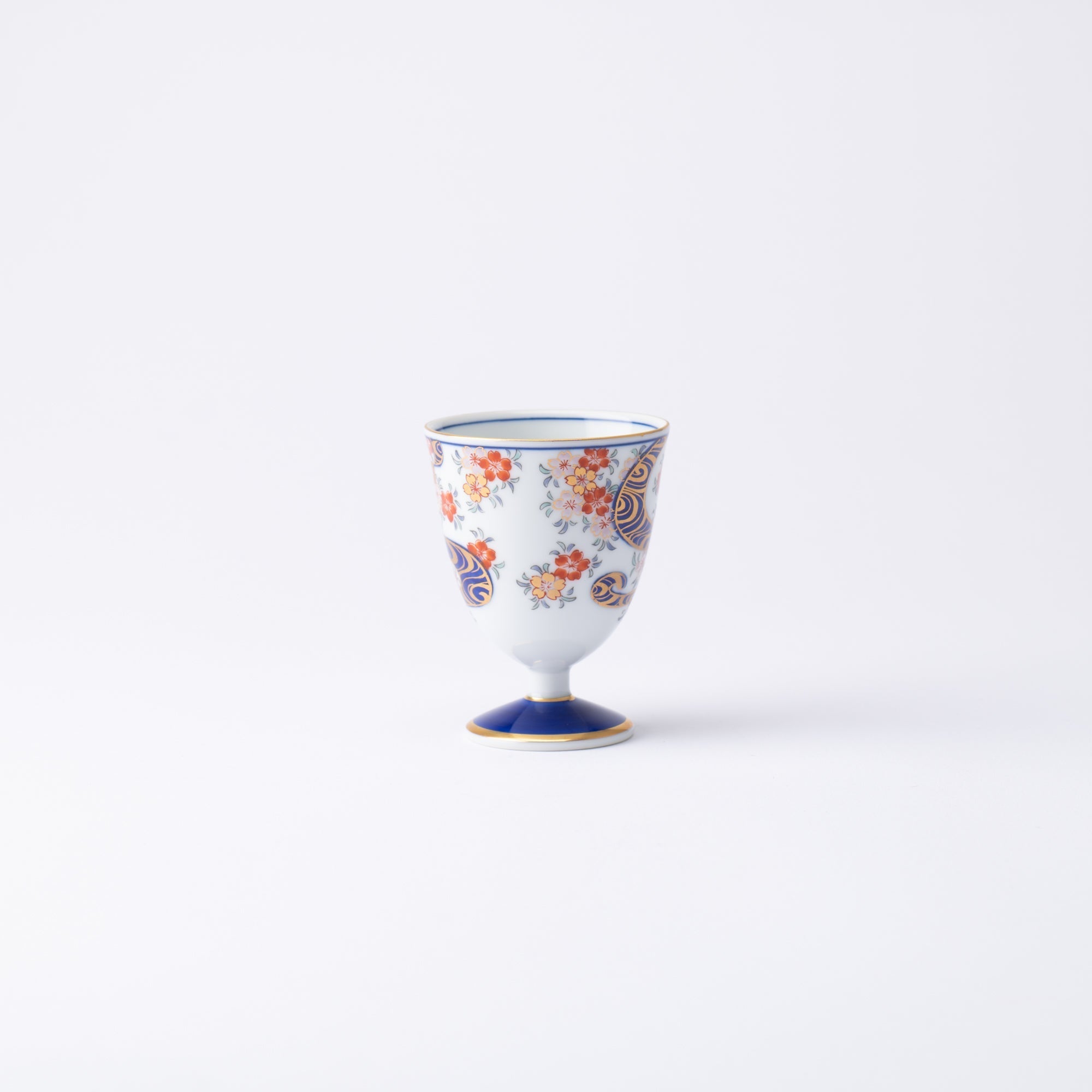 Arita Porcelain Lab Yazaemon Water Stream and Sakura Sake Goblet Cup - MUSUBI KILN - Quality Japanese Tableware and Gift