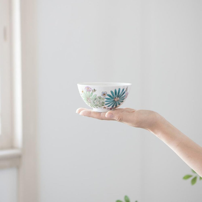 Atelier Yu Brilliant flower Kutani Japanese Rice Bowl - MUSUBI KILN - Quality Japanese Tableware and Gift