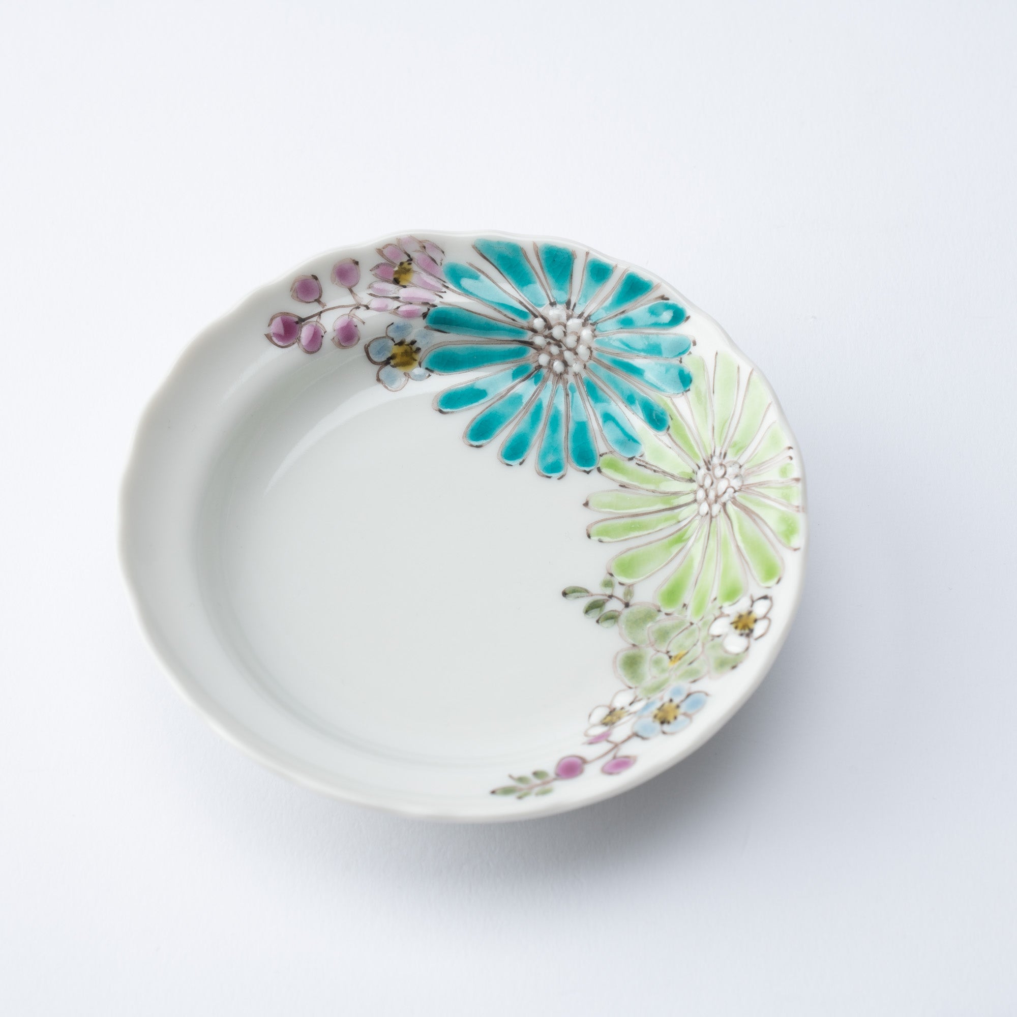 Atelier Yu Brilliant Flower Kutani Sauce Plate - MUSUBI KILN - Quality Japanese Tableware and Gift