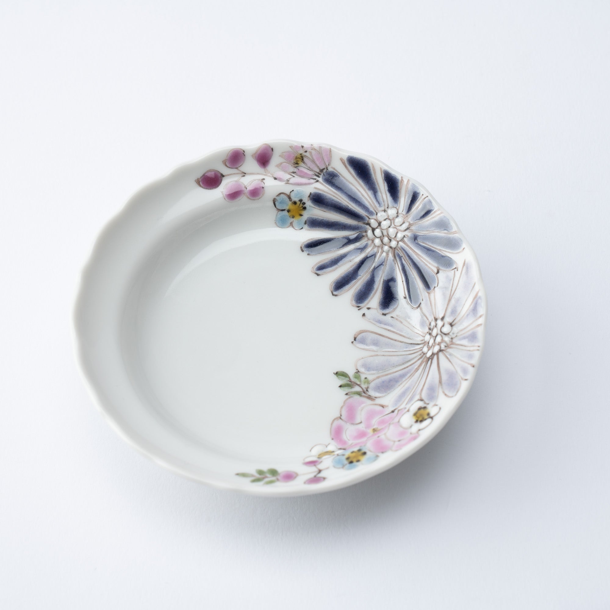 Atelier Yu Brilliant Flower Kutani Sauce Plate - MUSUBI KILN - Quality Japanese Tableware and Gift