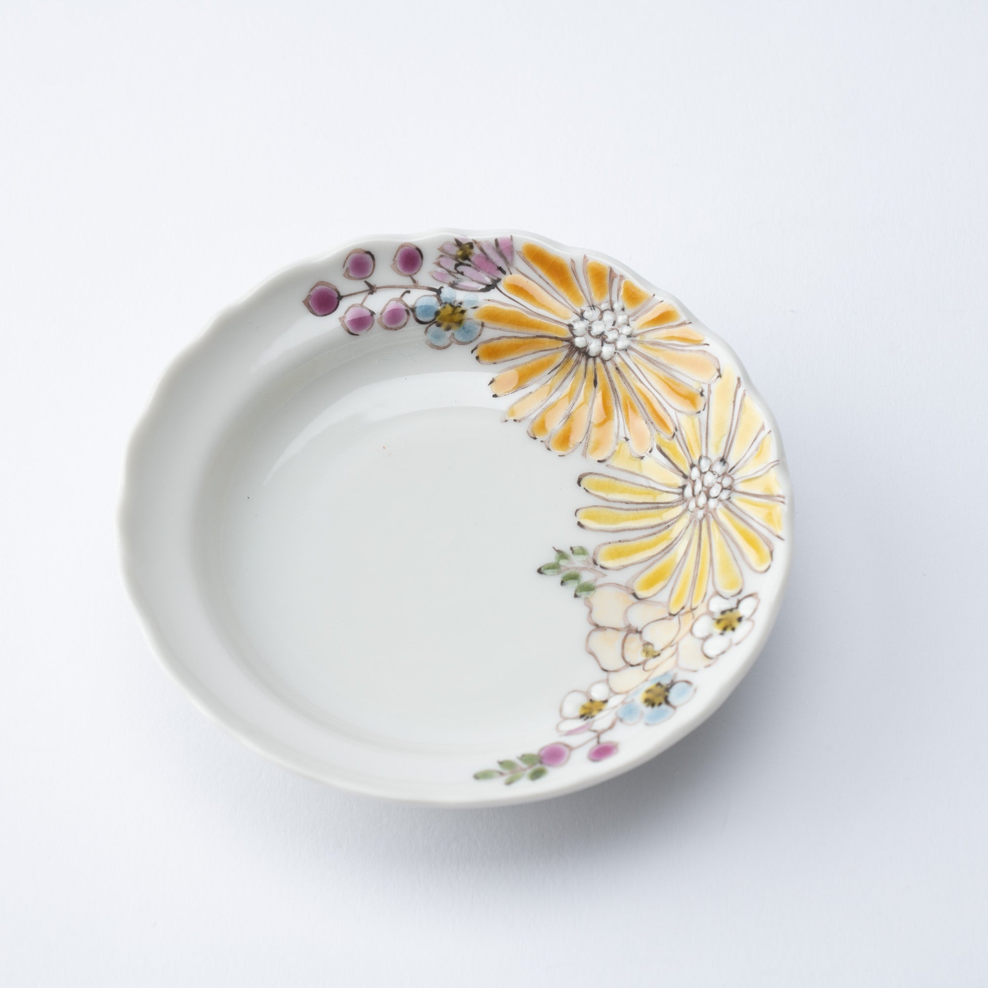 Atelier Yu Brilliant Flower Kutani Sauce Plate - MUSUBI KILN - Quality Japanese Tableware and Gift