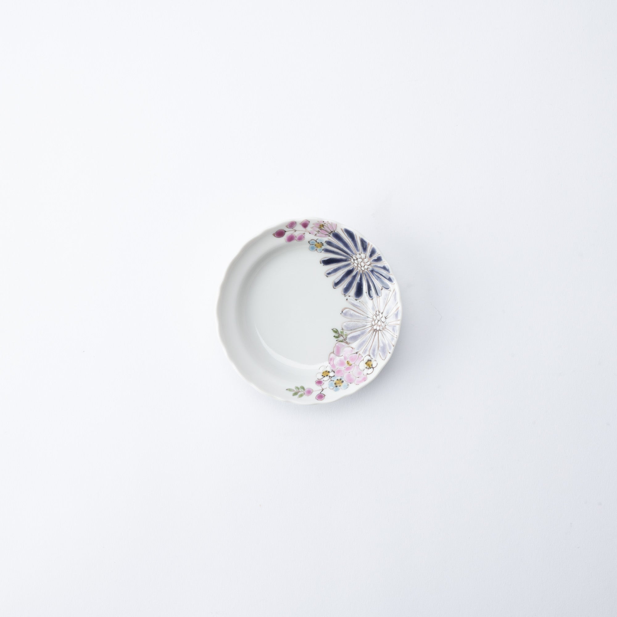 Atelier Yu Brilliant Flower Kutani Sauce Plate - MUSUBI KILN - Quality Japanese Tableware and Gift