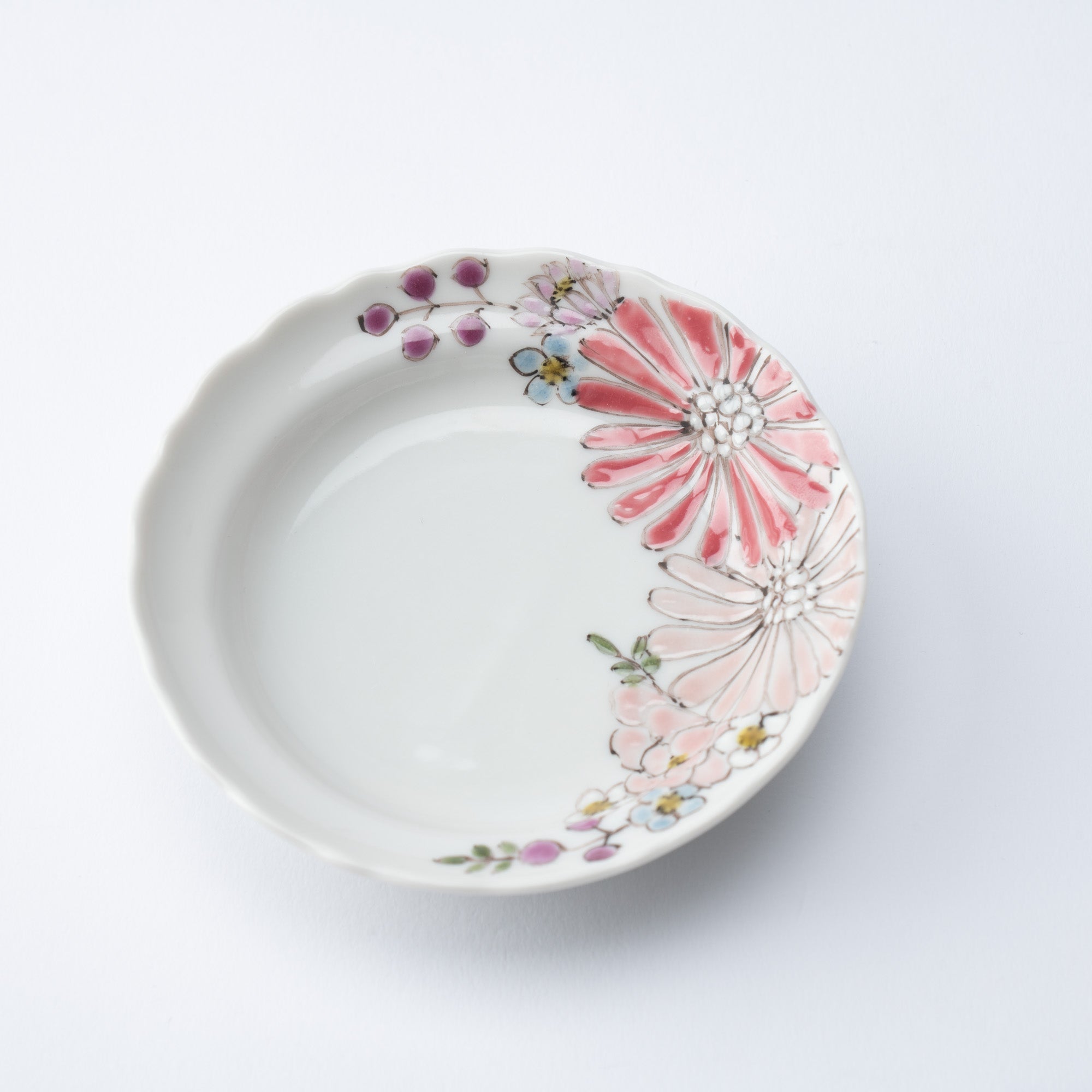 Atelier Yu Brilliant Flower Kutani Sauce Plate - MUSUBI KILN - Quality Japanese Tableware and Gift