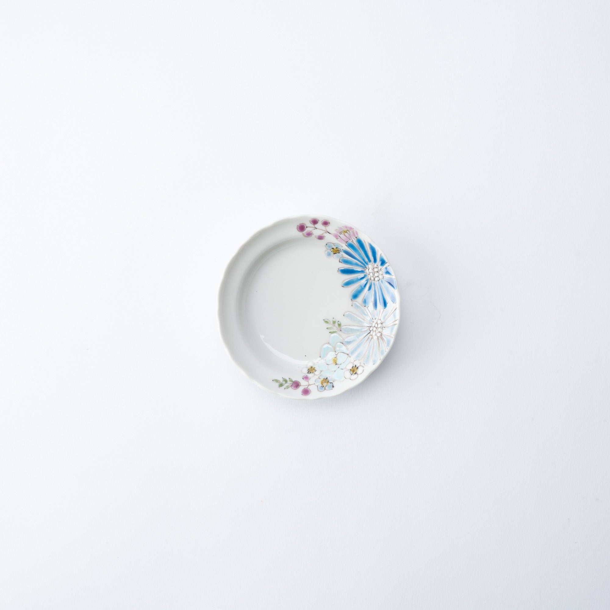 Atelier Yu Brilliant Flower Kutani Sauce Plate - MUSUBI KILN - Quality Japanese Tableware and Gift