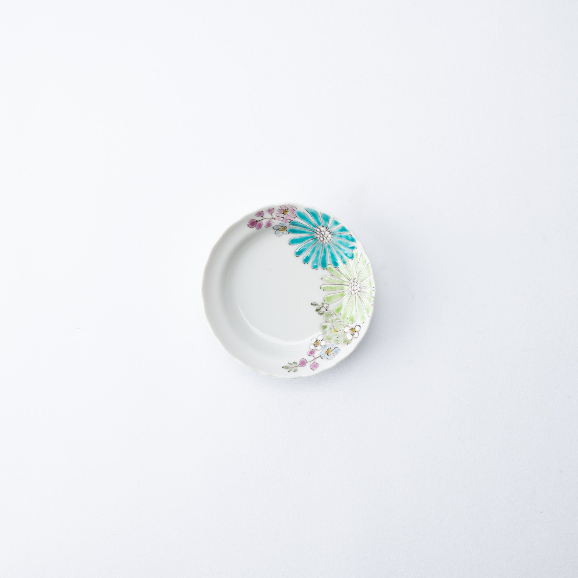 Atelier Yu Brilliant Flower Kutani Sauce Plate - MUSUBI KILN - Quality Japanese Tableware and Gift