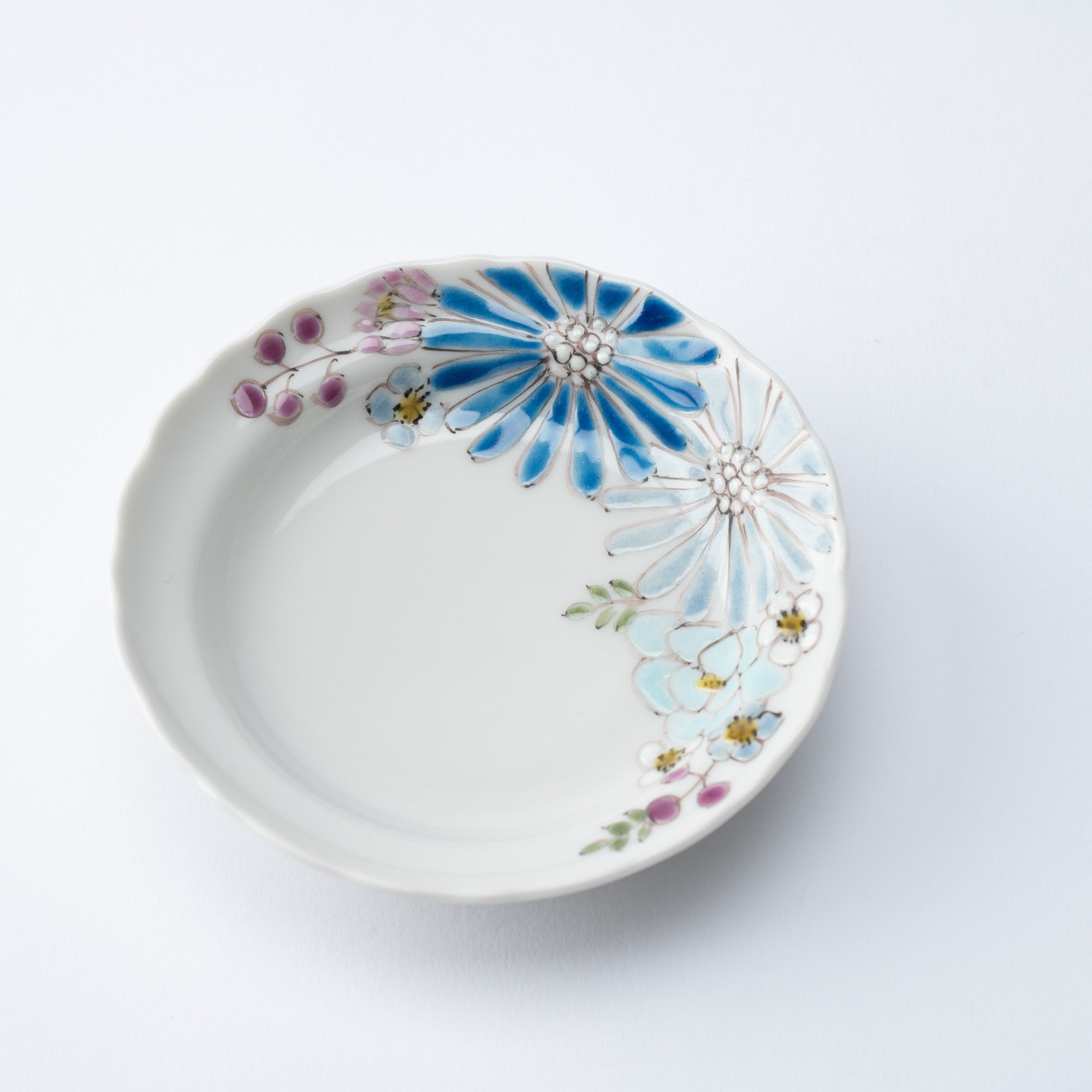 Atelier Yu Brilliant Flower Kutani Sauce Plate - MUSUBI KILN - Quality Japanese Tableware and Gift