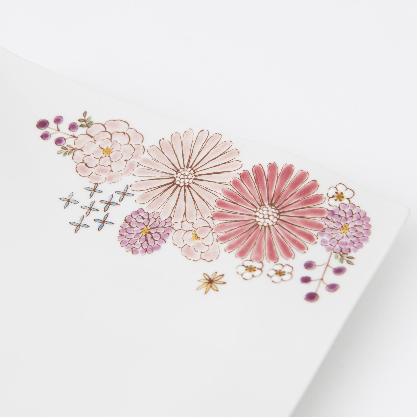 Atelier Yu Brilliant Flower Kutani Square Plate M - MUSUBI KILN - Quality Japanese Tableware and Gift